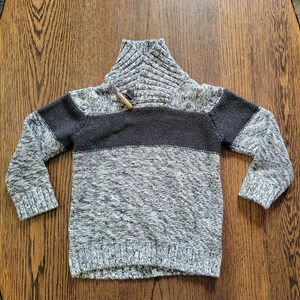 Baby Gap Merle Gray with Dark Gray Stripe Cowl Neck Sweater Size Boy's 4 Years